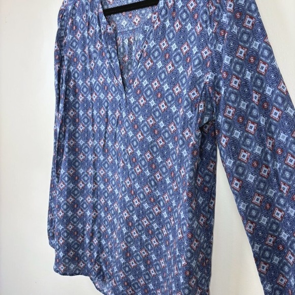 Eddie Bauer Tunic Top Women's‎ Size XL Blue Geometric Boho Rayon Print - Picture 8 of 16